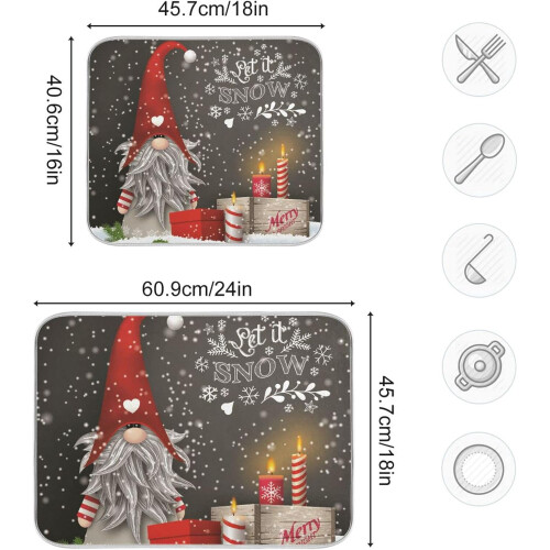 Tapete de cozinha com gnomo de Natal resistente ao calor, 40x45 cm (16x18 polegadas) 2