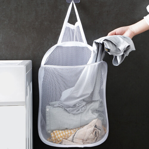 Petit panier à linge mural pliable en filet