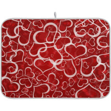 Tapis égouttoir à vaisselle en forme de cœur, rouge et rose, en microfibre, 40 x 45 cm