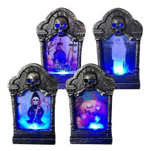 Halloween Tombstone Decoration with Red Light-Up Eyes