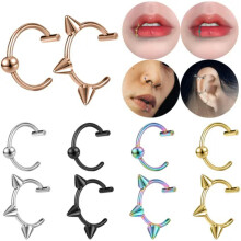 Fake Labret Piercing C-Shaped Stainless Steel Lip Ring 18G