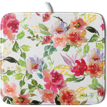 Tørkematte for oppvask i akvarell, blomstermotiv, 16 x 18 tommer, vendbar