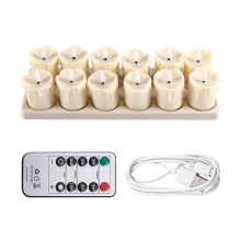 Rechargeable Tea Lights with Remote and Timer, 12pcs Flameless Candles LED Flickering with Charging Base and USB Cable