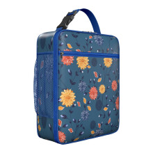 Bolsa de almuerzo Bento Box con estampado floral, térmica y aislante, portátil.