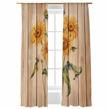 Sheer Curtains Sunflower Wood Grain 52x108 Inch 2 Panels