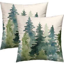 Weihnachtskissenbezüge, 61 x 61 cm, 2er-Set, Winterwaldmotiv
