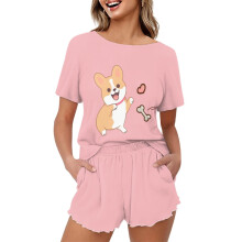 Corgi Pajama Set for Women Plus Size 5X Short Sleeve Top