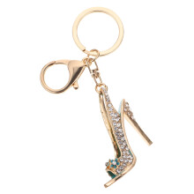 High Heel Shoe Keychain Blue Rhinestone Pendant 1 Piece