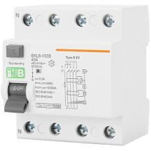 RCD RCCB Type B Earth Leakage Residual Current Circuit Breaker Evse 4P 40A 300mA EKL6-100B Din Rail 220V