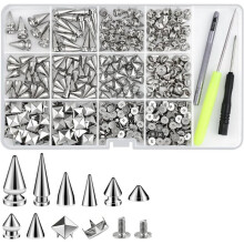 Flat Design 402 Stuks Punk Spikes en Studs Kit voor Leren Kleding Tassen Schoenen - voor DIY Reparatie Accessoires Kit