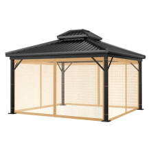 Mosquito Net Replacement for Gazebo Patio 4-Panel Brown