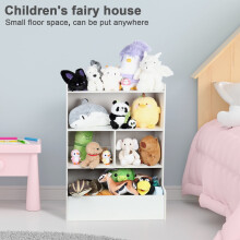 LA TALUS Kids Bookshelf Wooden 4-Tier Open Bookcase White