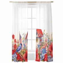 American Flag Watercolor Voile Curtains 52x108 in Rod