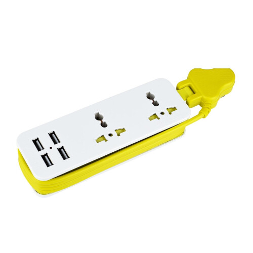 Πολύπριζο ταξιδιού με 2 πρίζες, 4 θύρες USB, καλώδιο 1,5 μέτρων 1