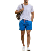 Sneldrogende Zwemshorts met Trekkoord voor Heren, met Zonbescherming Blauw M