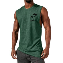 Heren Tanktops, Zomervakantie, Hawaïaanse Print, Spieropbouw, Sportschool, voor Palmbomen, Mouwloze T-Shirts Groen S