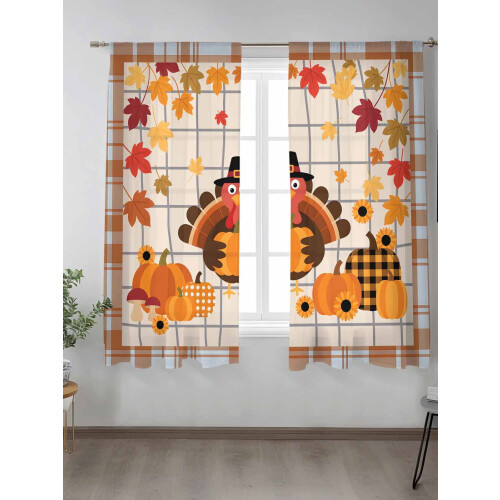 Sheer Curtains Light Filtering 52x63 in 2 Panels 1