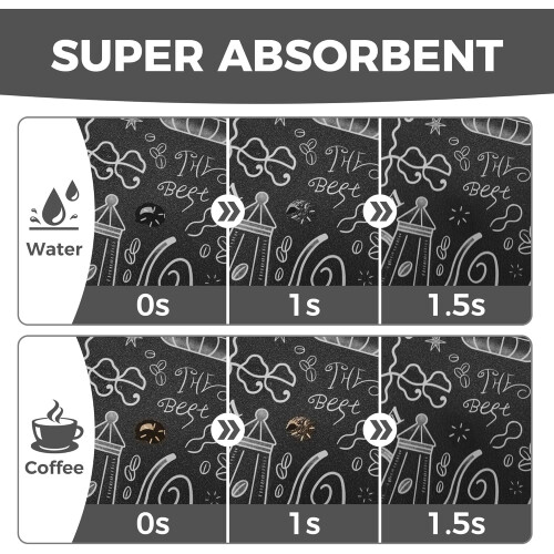 Tapete de café com base de borracha absorvente, 43 x 80 cm (17 x 31,5 polegadas) 2
