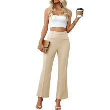 Women'S Wide Leg Pants High Waisted Work Pants Business Casual Slacks Light Apricot Color M