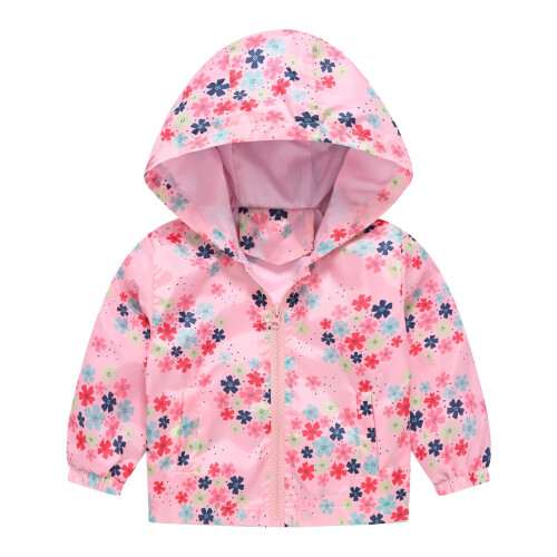 Roze windjack met capuchon en ritssluiting voor peuters 1