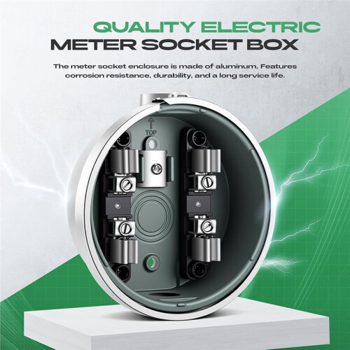 Meter Socket 100A,4-Jaw Meter Base Meter Socket 240V Single Phase 3-Wire with Horn Bypass for Overhead or Underground 2