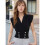 Women'S Vest Double Breasted Lapel Vest Black M 3