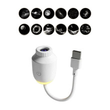 Lâmpada de Projeção de Estrelas para HD USB 12 em 1, Luz Noturna LED Ambiente, Ajustável em 360, Projetor de Estrelas Plug &
