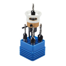 5 Pieces Adjustable Depth Stop Drill Bits Set 2.8x8mm,3.2x8mm,3.5x10mm,4.0x10mm for Woodworking Non-Slip Grip