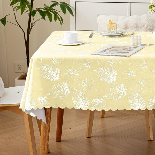 Mantel de Hule para Mesa Rectangular Impermeable Lavable Amarillo 140 x 220 cm — protector mesa comedor