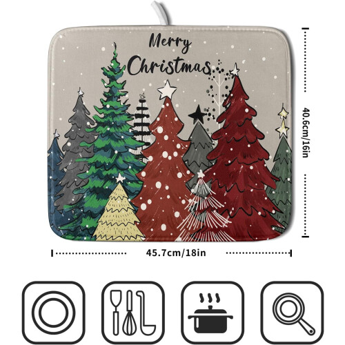 Tapete absorvente para secar louça em formato de árvore de Natal, 40x45 cm (16x18 polegadas). 1