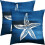 Conjunto de 2 capas de almofada em linho azul-marinho com estampa de estrela-do-mar, 50x50cm (20x20 polegadas). 1