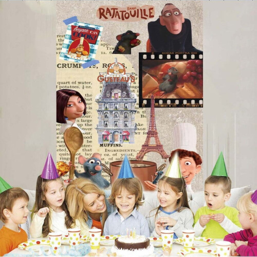 Ratatouille-bakgrunnsbanner til bursdagsfestdekorasjon 1
