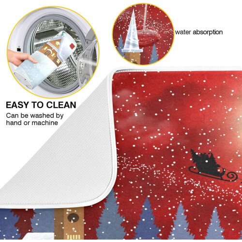 Tapete absorvente para secar louça em formato de boneco de neve e árvore de Natal, 40x45 cm (16x18 polegadas). 1