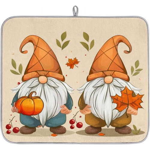 Πατάκι στεγνώματος πιάτων Gnome από μικροΐνες 18x16 ίντσες, σχέδιο αγροικίας