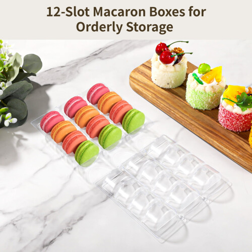 Cutii Macarons Plastic Transparent 24 buc 12 sloturi 2