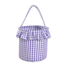 Checkered Handheld Basket with Sturdy Handle and Skirt