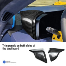 For  Corvette C8 2020-2025 Real Carbon Fiber Dashboard Side Cover Trim Decoration Interior Accessories