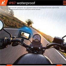 Motorcycle Dash Cam Dual Lens with 3" Screen, Waterproof Video Recorder, G-Sensor, Night Vision,Loop Recording