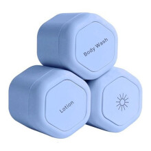 Set van 3 Navulbare Containers voor Huidverzorgingsproducten, Magnetische Reiscapsules voor Shampoo en Conditioner, Blauw