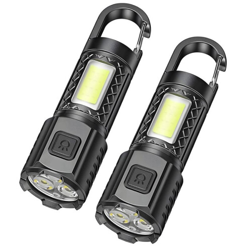 2 Pack Small Flashlight ,Rechargeable Flashlights LED Flash Light for Emergencies Camping
