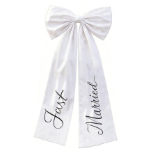 60x100cm Just Married Car Bow, Large Wedding Ribbon Banner for Honeymoon Auto Decor, Bridal Shower Party Supplies