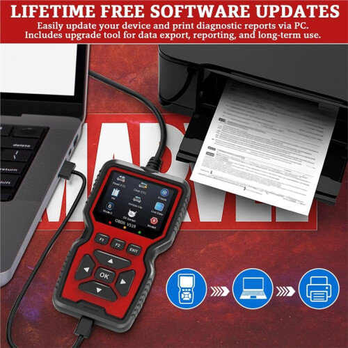 V519 OBD2 Scanner, CAN Code Reader with Live Data, Battery Test, 40000+ DTCs, I/M Readiness, Smog Test for 1996 Vehicles 2