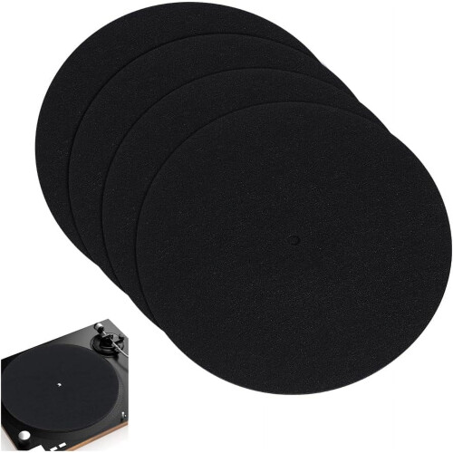 Turntable Platter Mat Felt 7.3 Inch 4 Pcs Black