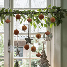 Flocked Christmas Balls Set Brown 6-Piece