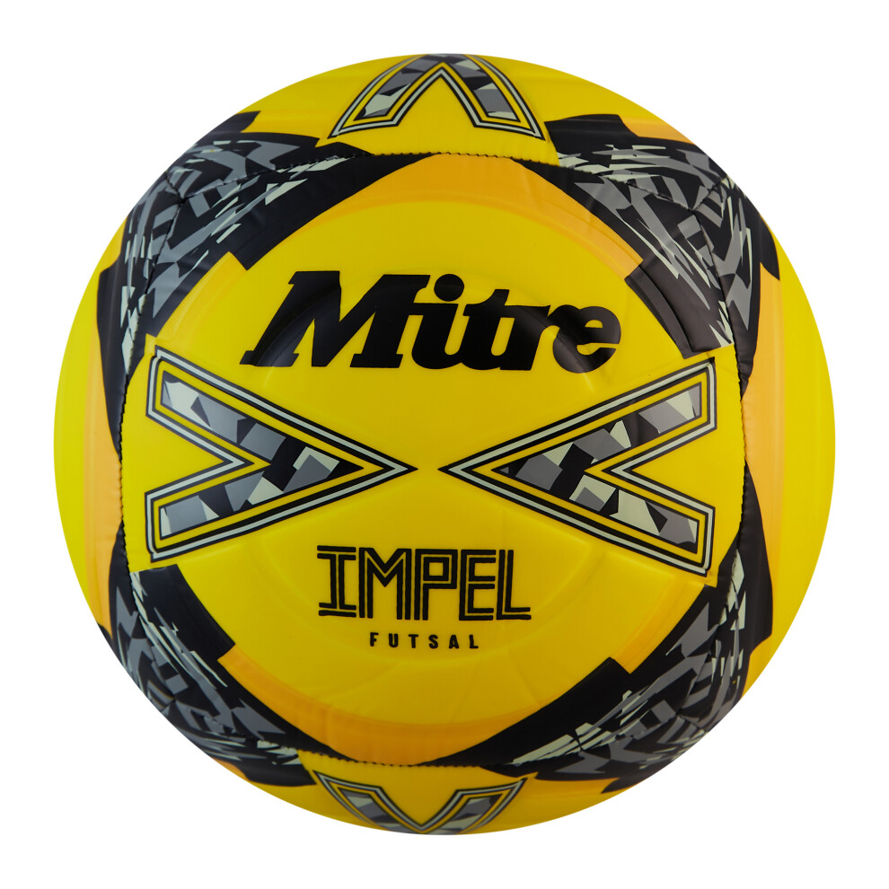 Mitre (4, Yellow/Black/Grey) Impel Logo Futsal Football