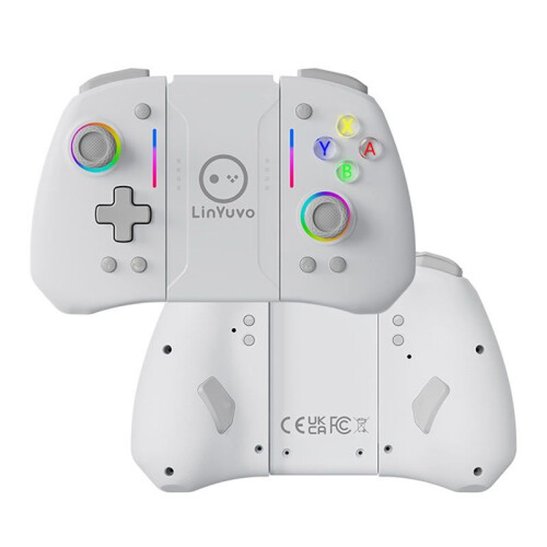LinYuvo KS42 Meteor Light Wireless Joy-Pad with 8 Color RGB Lights for /Lite/OLED,with Programmable,Back Button White