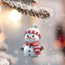 Snowman Ornament Christmas Tree Decoration Red White Santa