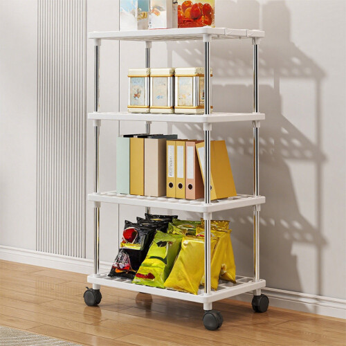 3-Tier Rolling Storage Cart with Hooks and Wheels