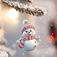 Snowman Ornament Christmas Tree Decoration Red White Santa