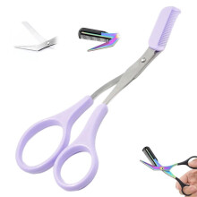 Eyebrow Trimmer Scissors with Comb Non-Slip Pink
